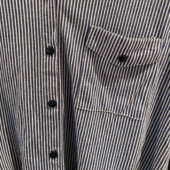Blue & White Striped Button Down Shirt - Picture 5 of 7